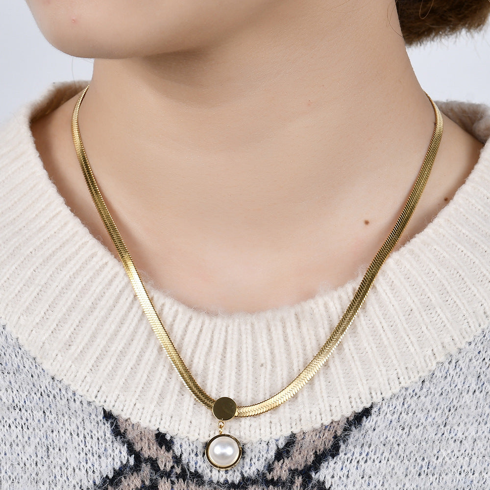 Fashion 8MM Chain Like Flat Snake Blade Necklace