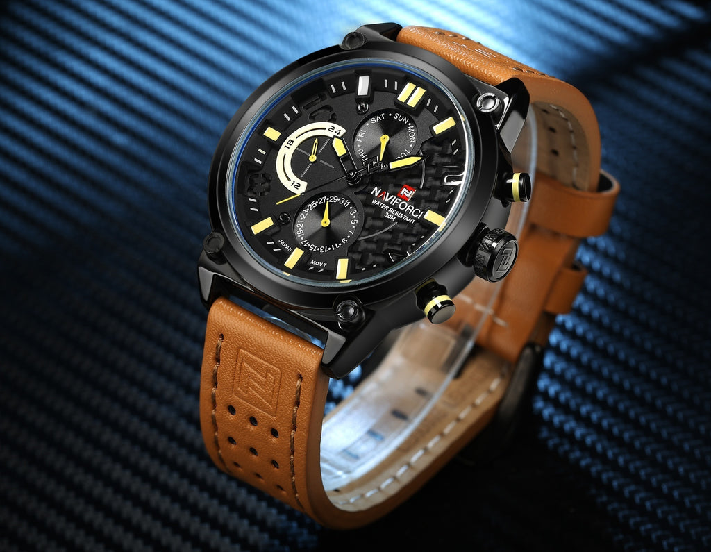 Men's Leather Belt Quartz Watch Waterproof Leisure
