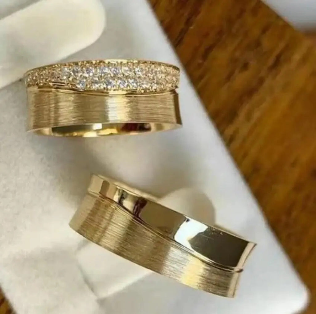 Fashion Elegant Real Gold Zircon Wide Ring