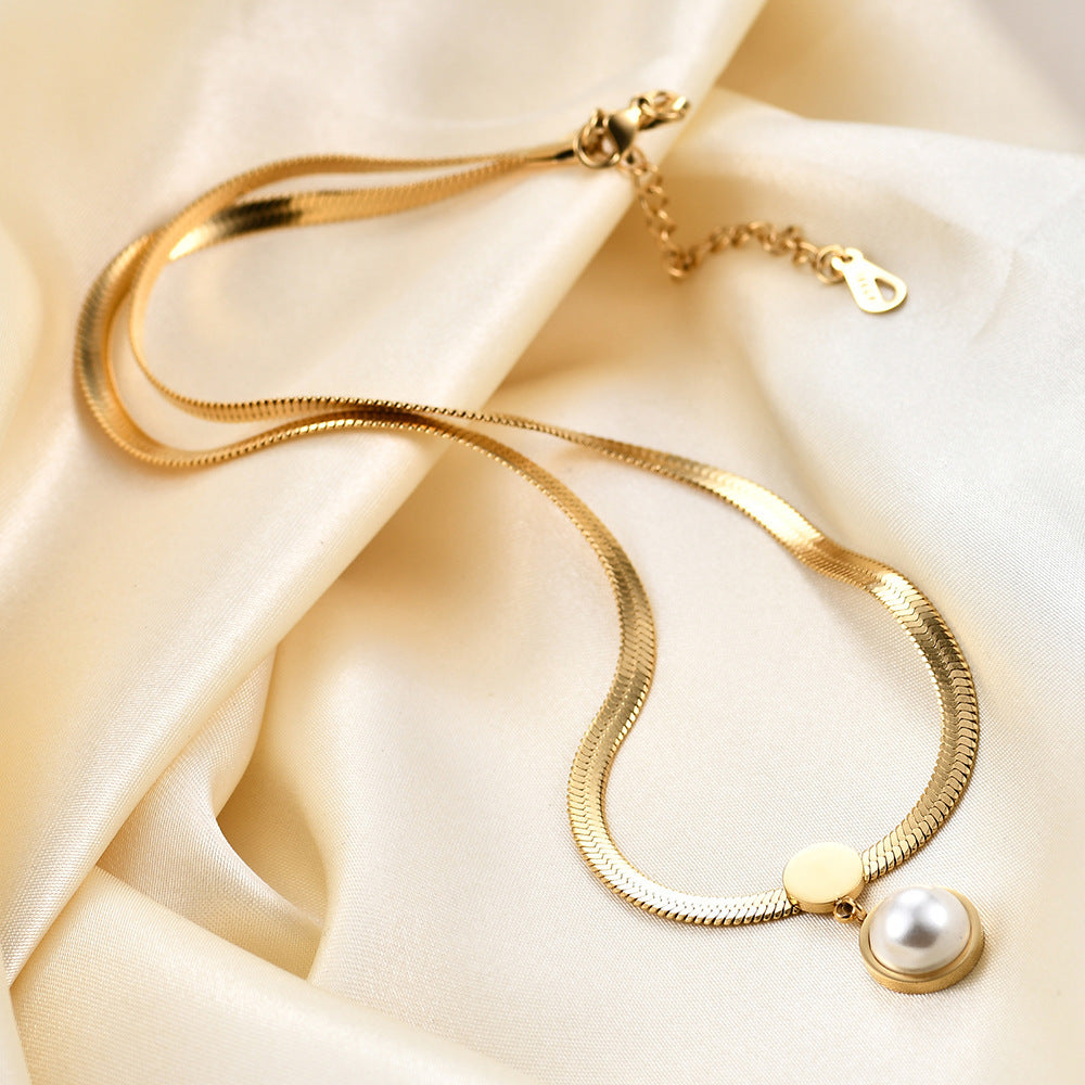 Fashion 8MM Chain Like Flat Snake Blade Necklace