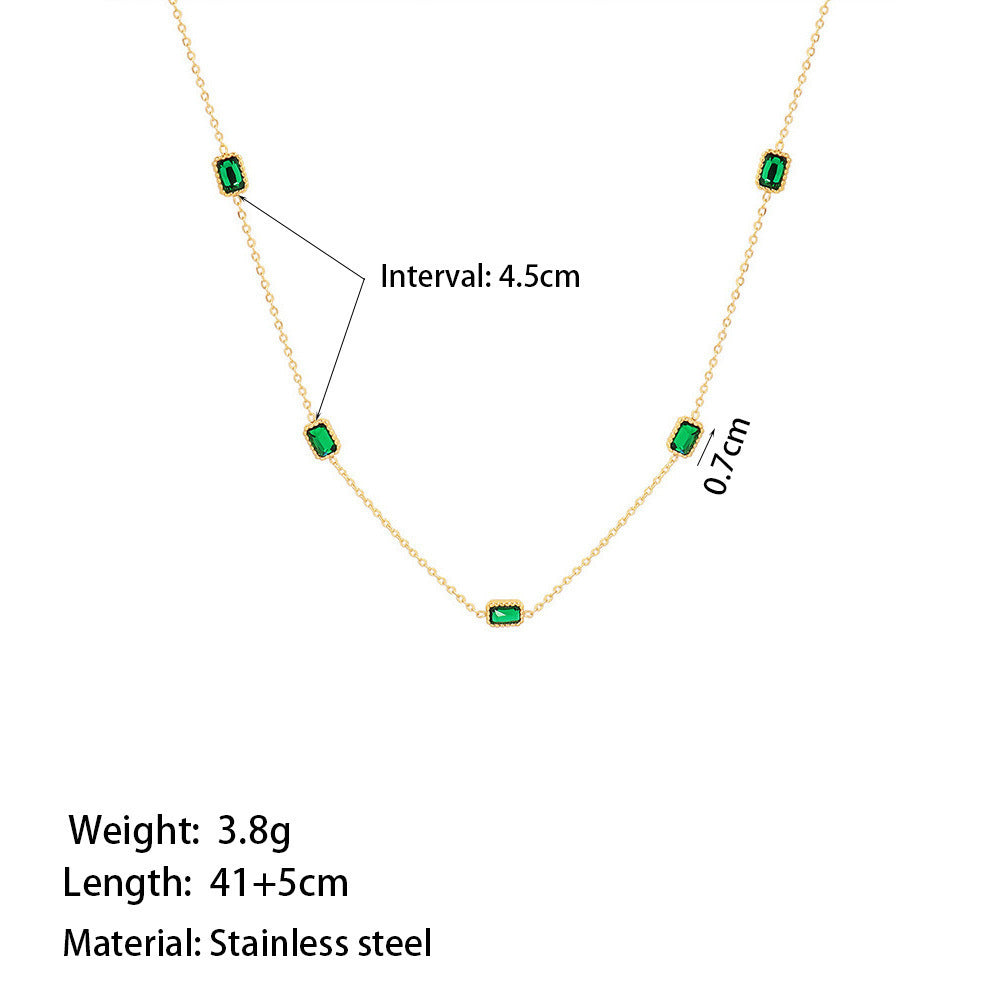 Women's Retro Style Green Zircon Necklace Bracelet