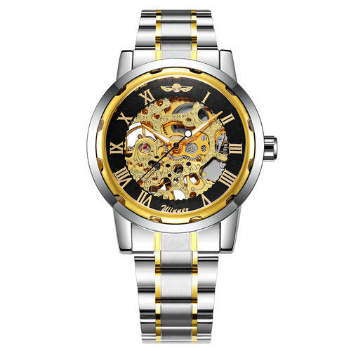 Business Leisure Hollow-out Room Gold Mechanical Watch