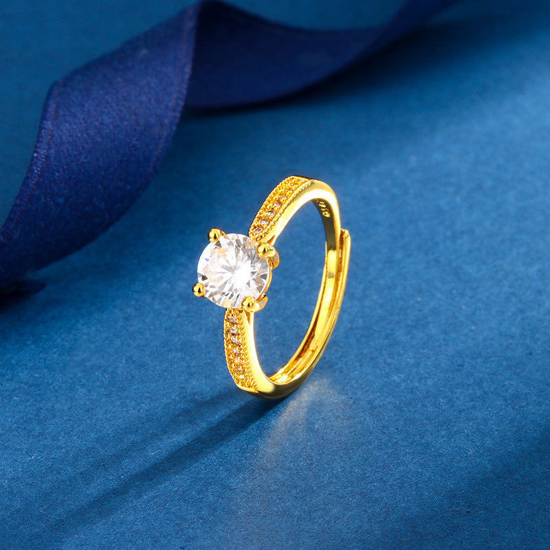 Classic Four-claw Ring 1 Karat Eight Hearts And Eight Arrows Zircon Affordable Luxury Fashion