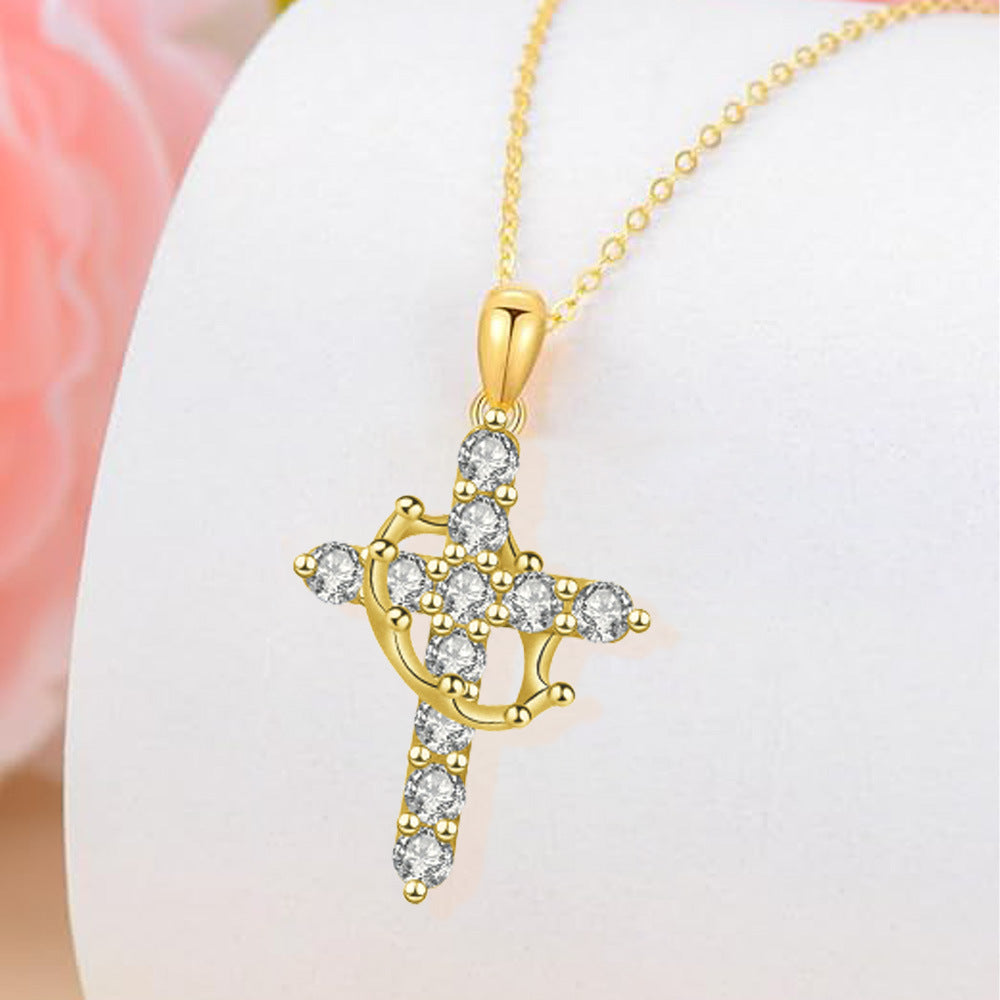 Women's Fashion Crown Cross Necklace