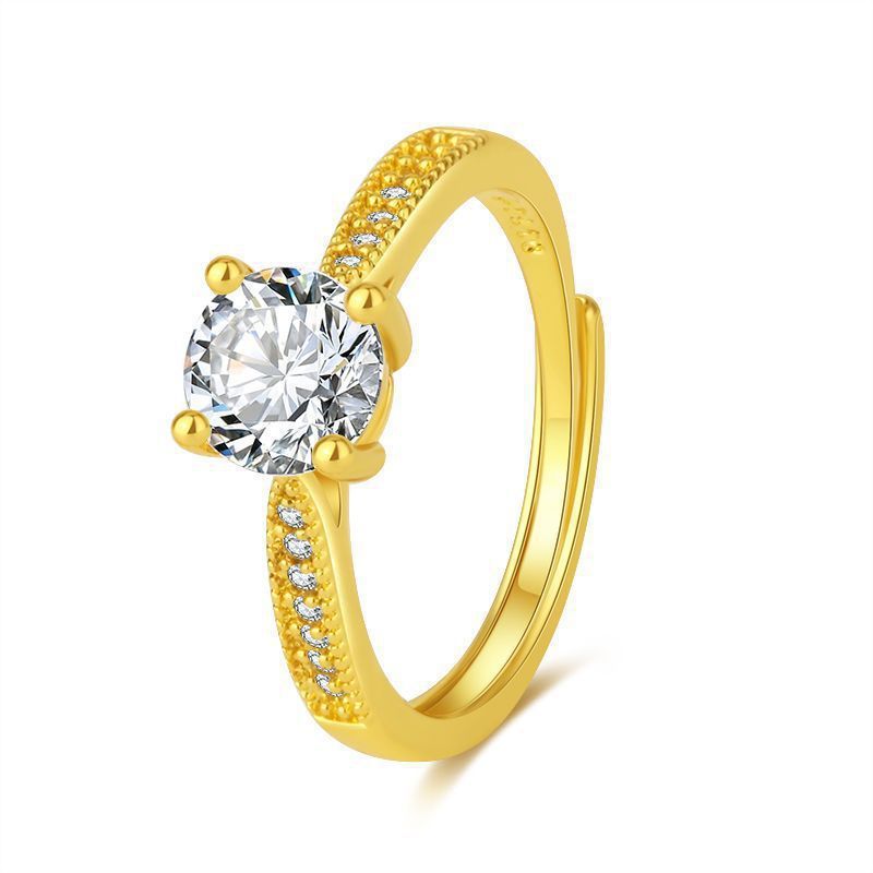 Classic Four-claw Ring 1 Karat Eight Hearts And Eight Arrows Zircon Affordable Luxury Fashion