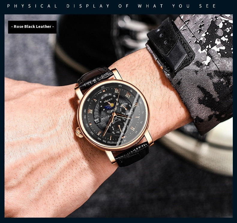 Men's Thin Calendar Large Dial Mechanical Watch