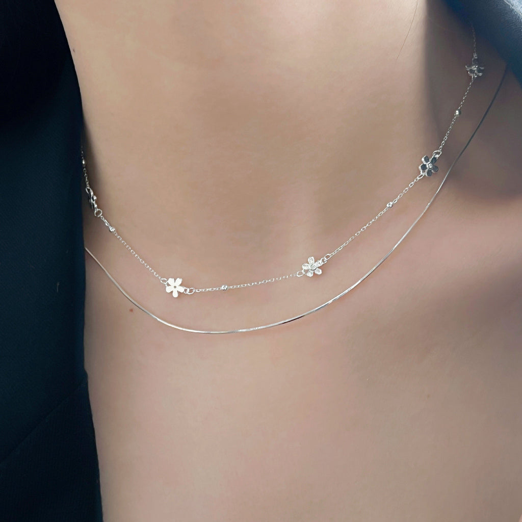 Changheng S925 Sterling Silver Simple Small Flower Necklace For Women