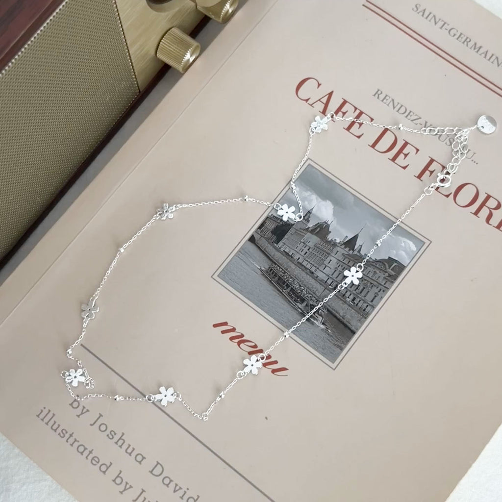 Changheng S925 Sterling Silver Simple Small Flower Necklace For Women